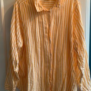 Orange sherbet/white striped divided H&M button down shirt.